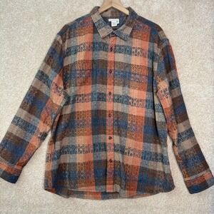 CARBON 2 COBALT Button Down Shirt Men's XL Plaid Southwestern